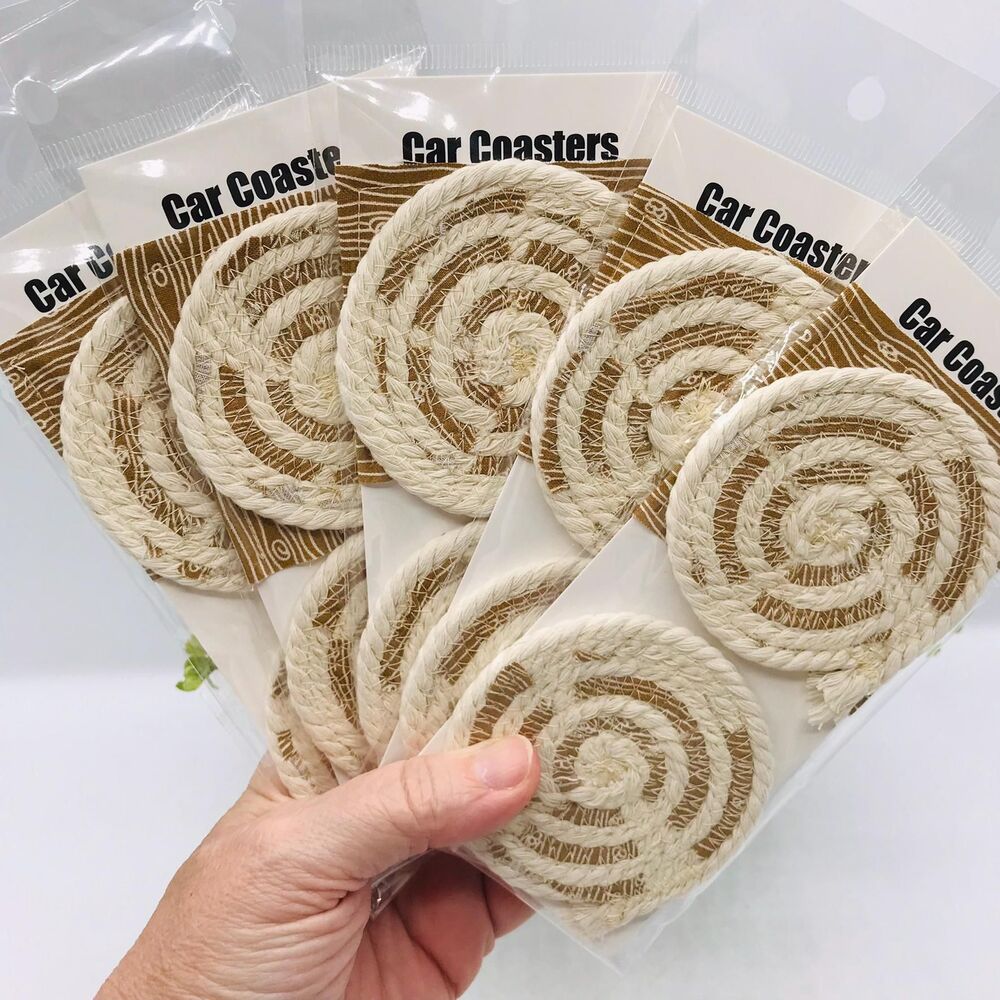 Stocking Stuffer Bundle, Wood Look Cup Holder Coasters 5 Sets of 2 (10 Coasters)